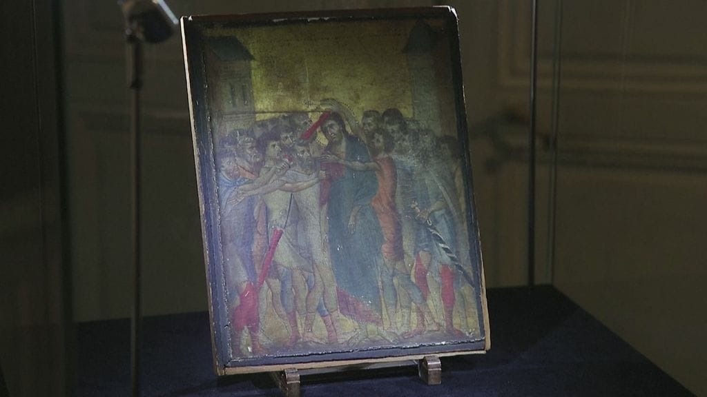 Ranskalaisesta keittiöstä löytynyt varhaisrenessanssin maalaus "Jeesusta pilkataan" myytiin sunnuntaina huutokaupassa 24 miljoonalla eurolla.