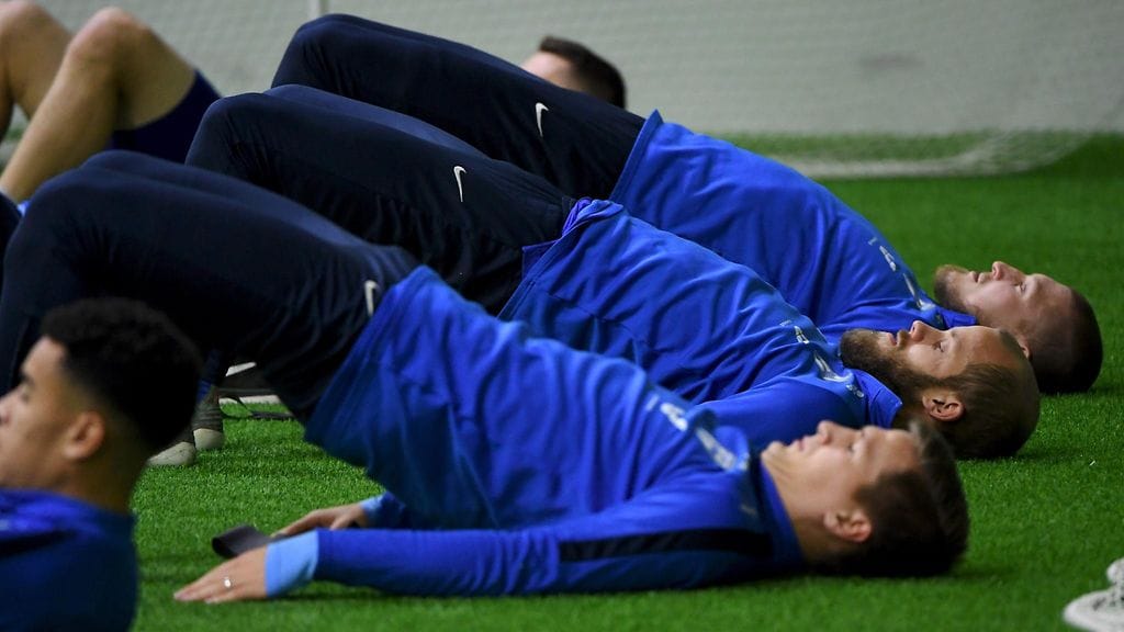 Huuhkajat harjoitteli ensimmäistä kertaa maanantaina Talin jalkapallohallissa.