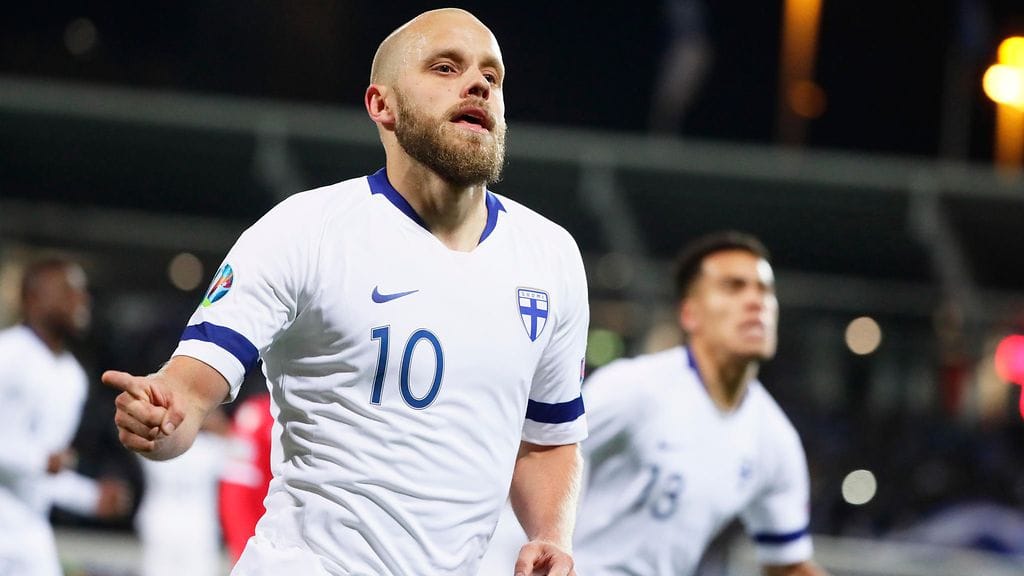 Teemu Pukki on tehnyt jo kaksi osumaa EM-karsintaottelussa Liechtensteinia vastaan.