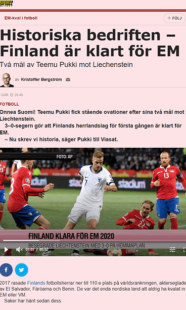 Aftonbladet Onnea Suomi huuhkajat