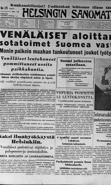 Neuvostoliitto hyökkäsi suomeen 30.11.1939 LK