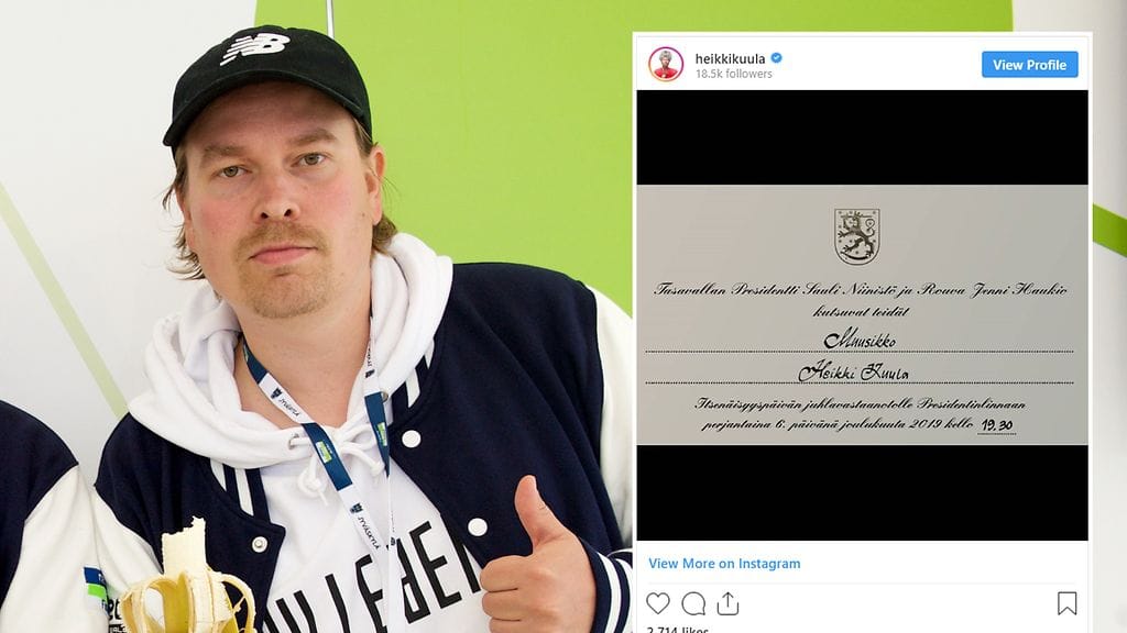 Heikki Kuulan Instagramissa esittelemää kutsua epäillään väärennökseksi.