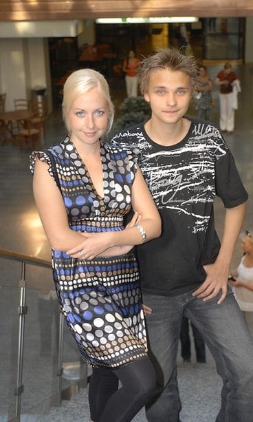 Roope ja Krisse Salminen Medusan sinetti -elokuvan ensi-illassa Bristolissa 2007