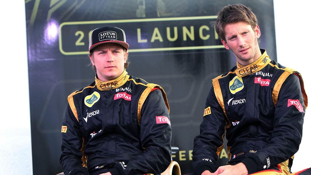 Kimi Räikkönen ja Romain Grosjean ajoivat tallikavereina kaksi kautta vuosina 2012 ja 2013.
