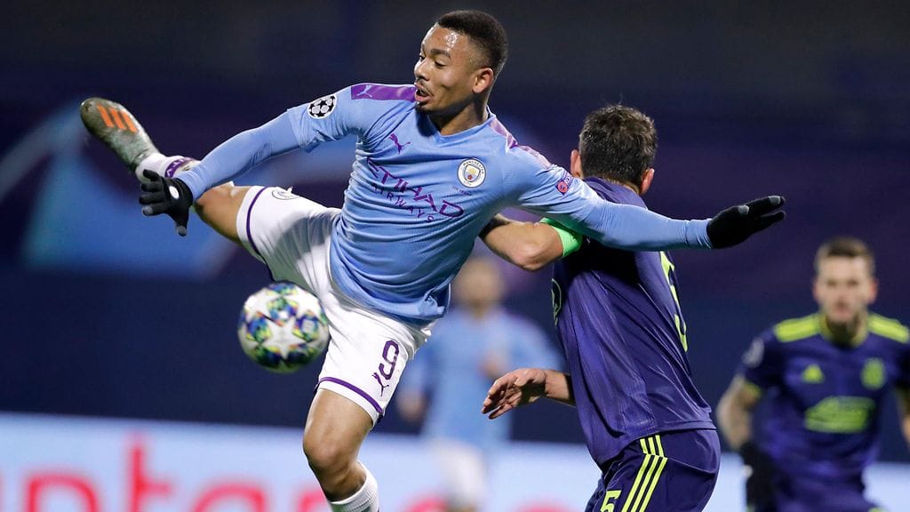 Gabriel Jesus iski Manchester Citylle kolme maalia Dinamo Zagrebia vastaan.
