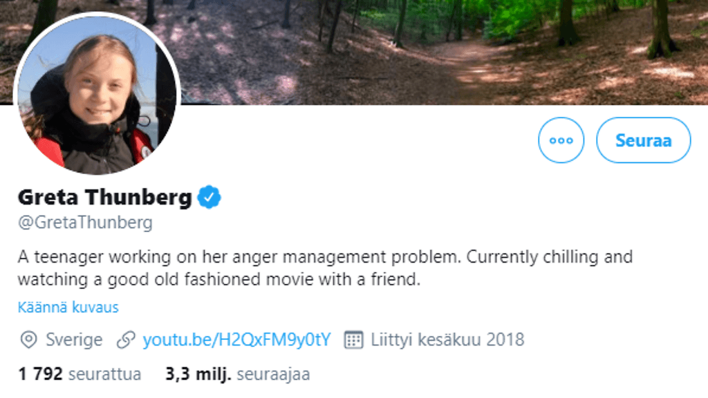 Greta Thunberg Twitter kuvakaappaus