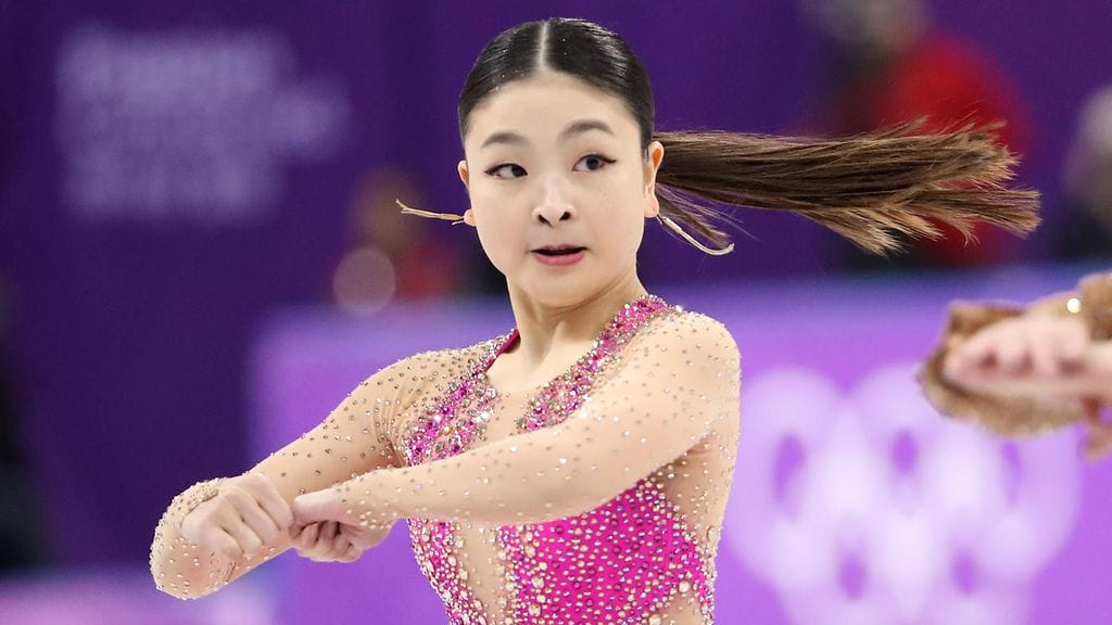 Maia Shibutani vauhdissa Pyeongchangin olympialaisissa 2018.