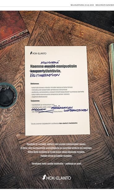 HS kuvankaappaus HOK-Elannon mainoksesta