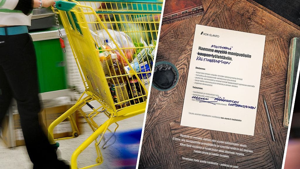 HOK-Elanto julkaisi kantaaottavan mainoksen Helsingin Sanomissa. Kuvituskuvan kuvankaappaus lehden nettiversiosta.