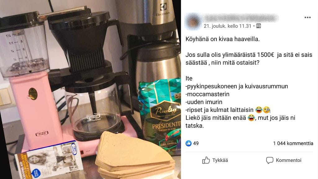 Kuusilapsisen uusiperheen äiti Laura ei ollut uskoa todeksi, kun hänelle tuntematon nainen kertoi lahjoittavan lähes käyttämättömän kahvinkeittimen hänelle.