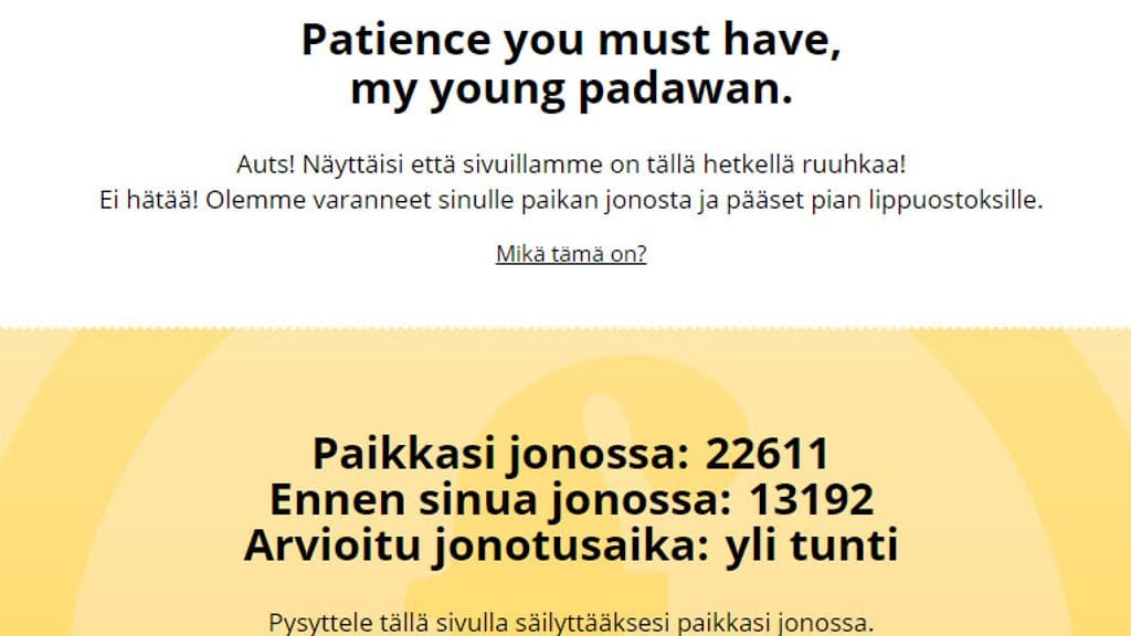 Finnkinon sivut jumissa, kuvakaappaus 25.12.2019