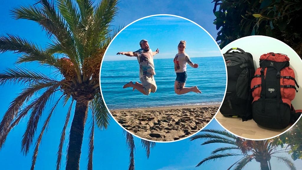 Pariskunta myi kaikki tavaransa ja mukana kulkevat nyt vain kaksi suurehkoa reppua.