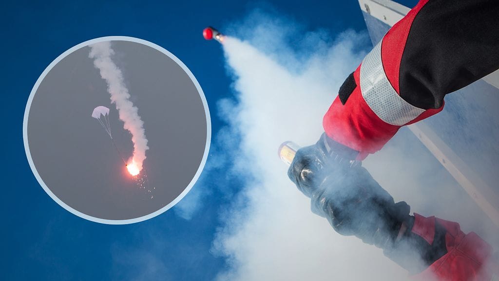 Hätäraketin laukaisu voi tuoda kovan laskun. Kuva: Espoon Meripelastajat.