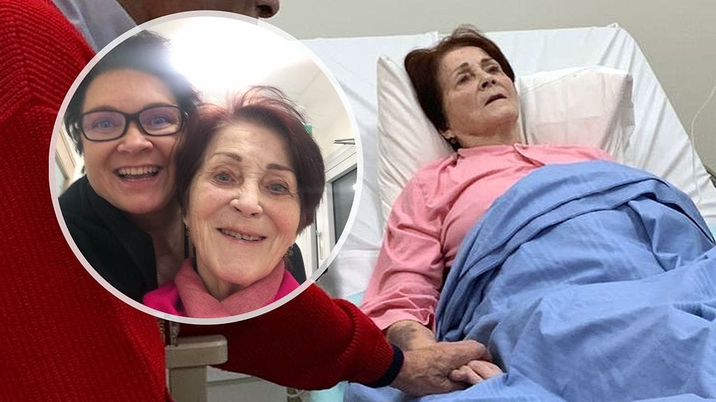 Riitta Tattari ja äiti Kaarina Silomaa Katriinan sairaalassa viime syksynä.