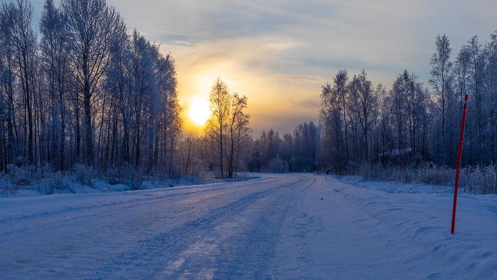 Kuvituskuvaa talviselta tieltä Limingasta. Kuva ei liity uutiseen.