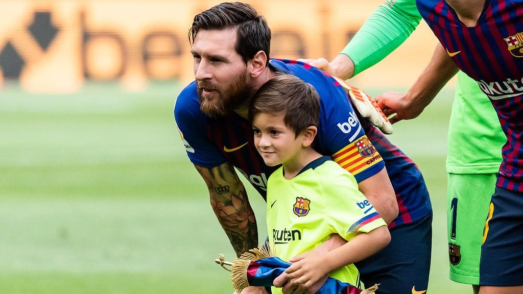 Lionel Messi ja poikansa Thiago syyskuussa 2018.