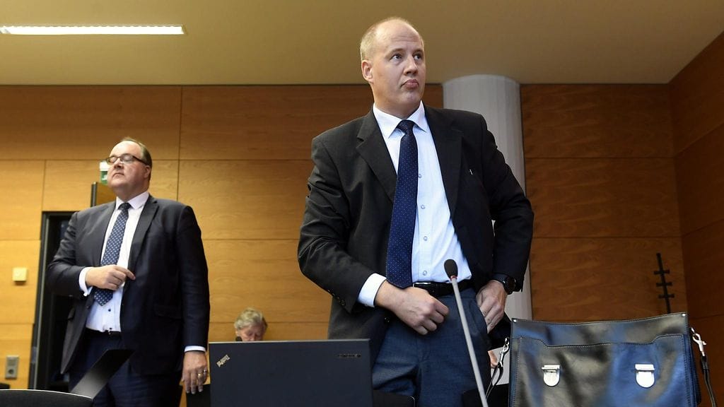 Yhdysvaltain pakotelistoilla olevan venäläisoligarkki Boris Rotenbergin asianajaja Michael Saarikoski Helsingin käräjäoikeudessa 3. syyskuuta 2019.