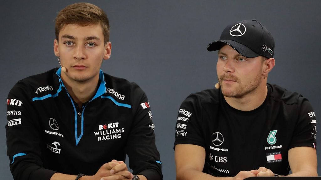 George Russell (vas.) ja Valtteri Bottas