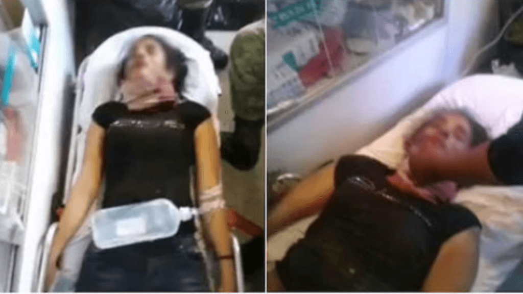 La Catrina ambulanssissa matkala sairaalaan. Kuvakaappaus Twitteristä.