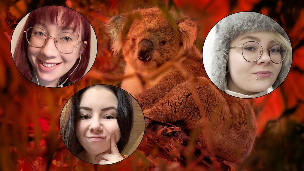 Ylhäällä vasemmalla Miila, alhaalla vasemmalla Krista ja ylhäällä oikealla Jemina.