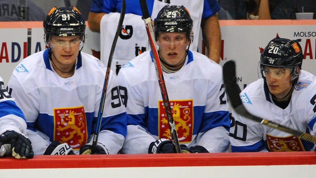 Suomi on saamassa jalkeille kovan joukkueen Pekingin olympialaisiin, kun tarjolla on Aleksander Barkovin (vas.), Patrik Laineen ja Sebastian Ahon tasoisia pelaajia.