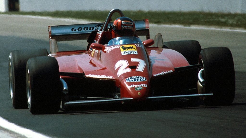 Gilles Villeneuve legendaarisessa numerossaan 27 viimeiseksi jääneellä kaudellaan 1982.