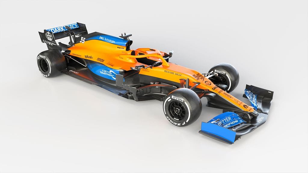 Uudessa MCL35-autossa on hieman enemmän sinistä kuin viime vuoden MCL34:ssä. KUVA: McLaren.