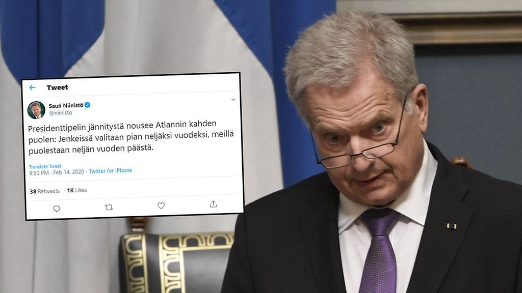 Sauli Niinistö vertaa Suomen tilannetta USA:n kiivaaseen presidenttipeliin. Kommentin voi helposti tulkita sarkastiseksi.
