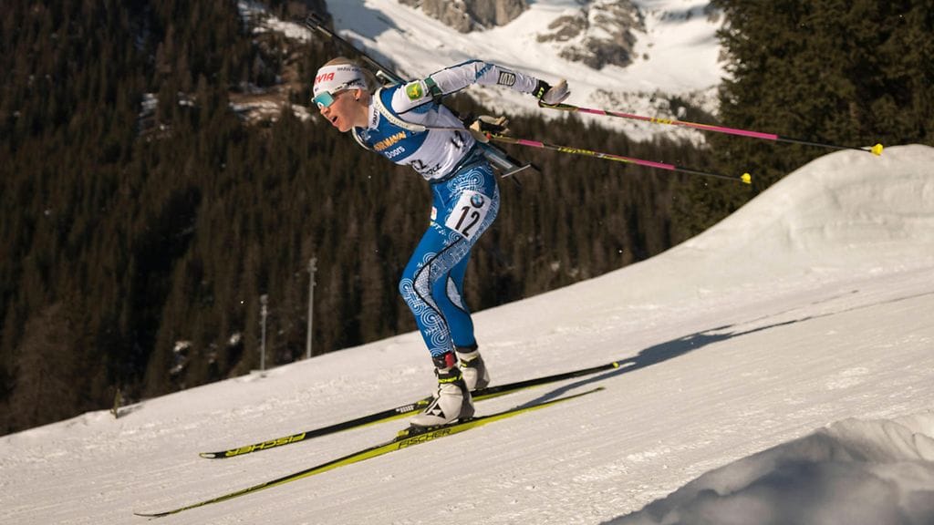 Kaisa Mäkäräinen MM-laduilla.