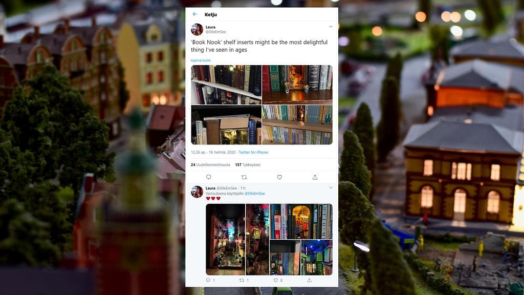 "'Book nook' -hyllykoristeet saattavat olla ilahduttavin asia, jonka olen aikoihin nähnyt".