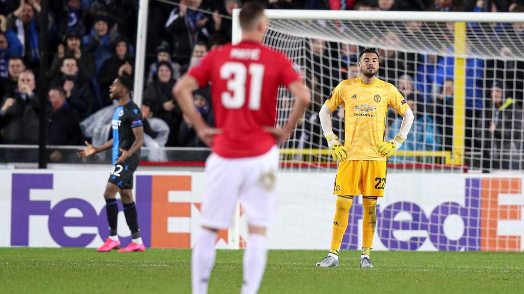 Manchester United -maalivahti Sergio Romeron ilme oli paljonpuhuva Club Brüggen 1–0-maalin jälkeen.
