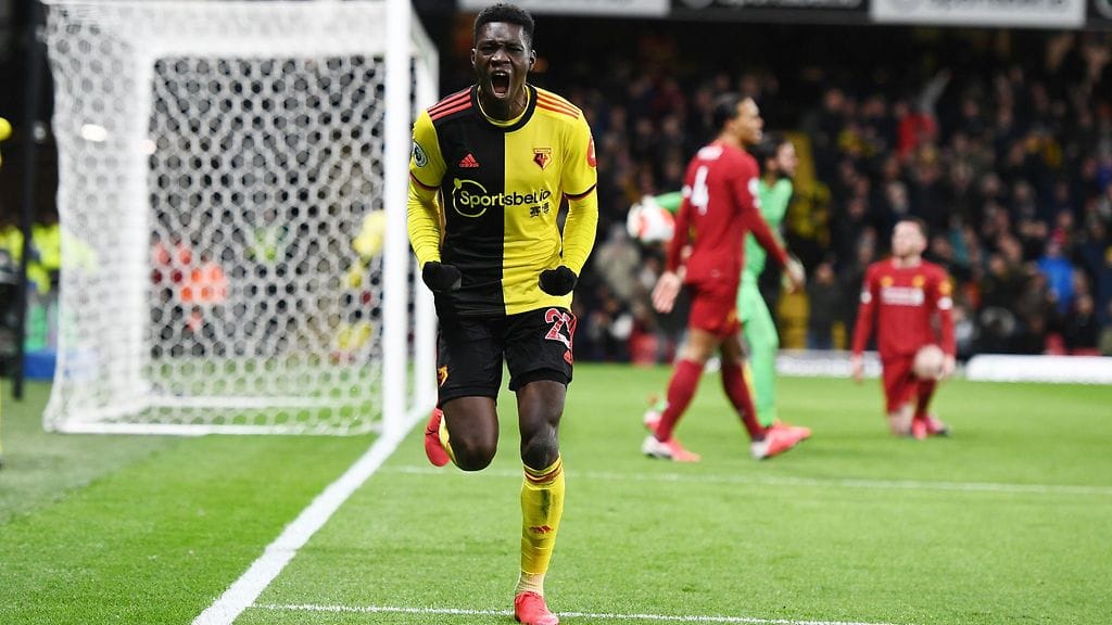 Ismaila Sarr oli Watfordin sankari 3-0-voitto-ottelussa Liverpoolista.