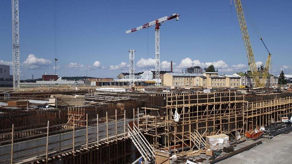 Tampereen areenaa ollaan parhaillaan rakentamassa kaupungin keskustaan. Kuva heinäkuulta 2019.