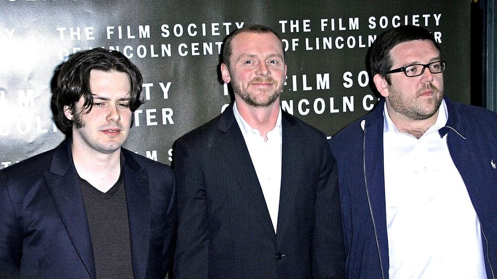 Shaun of the Dead -elokuvan ohjaaja Edgar Wright sekä näyttelijät Simon Pegg ja Nick Frost.