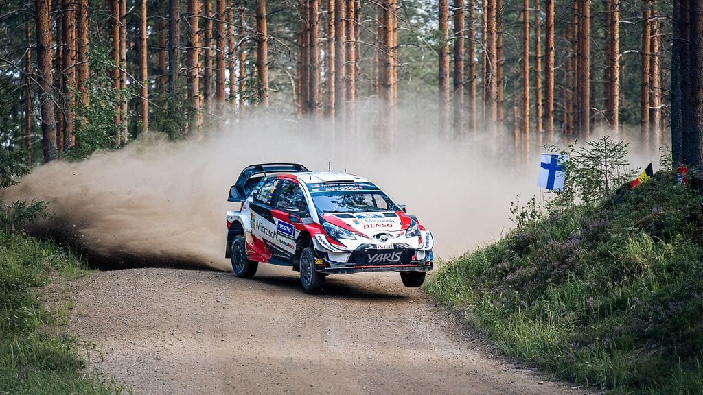 Ott Tänak vauhdissa Suomen MM-rallissa 2019.