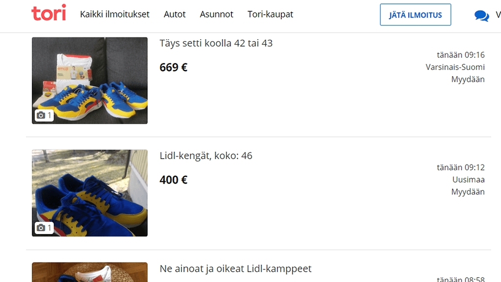 Kuvakaappus tori.fi Lidl lenkkarit 1