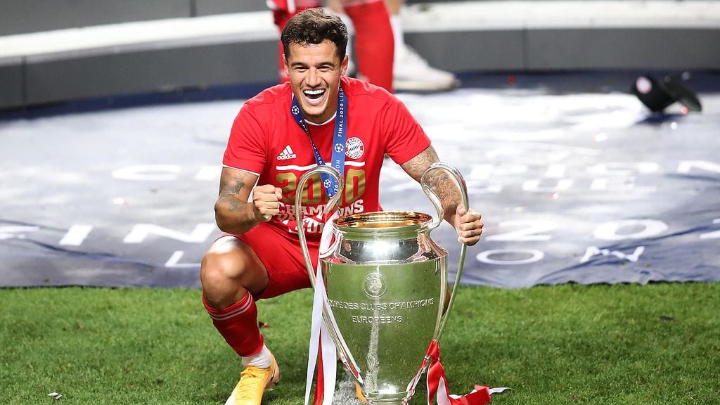 Philippe Coutinho pääsi lainasopimuksella juhlimaan Mestarien liigan voittoa Bayern Münchenissä.