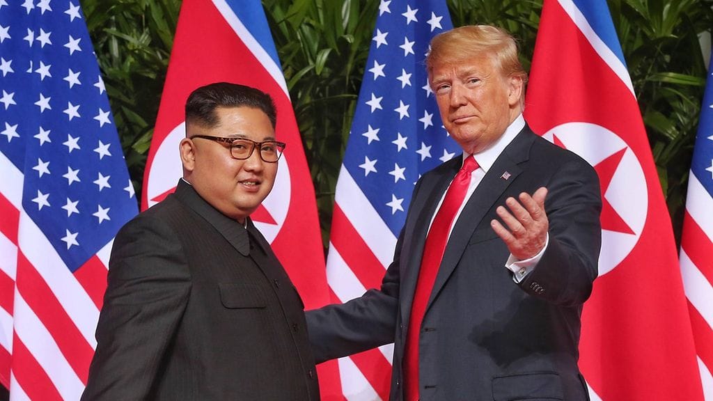 Yhdysvaltain presidentti Donald Trump ja Pohjois-Korean johtaja Kim Jong-un