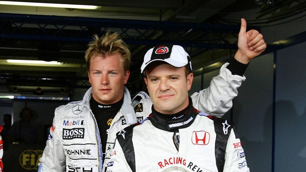 Kimi Räikkönen vaanii Rubens Barrichellon takana kaikkien aikojen kuskitilastossa. Kuva vuodelta 2006.
