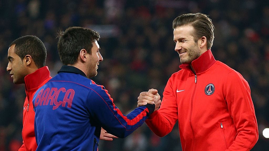 Lionel Messi ja David Beckham tiistaina.