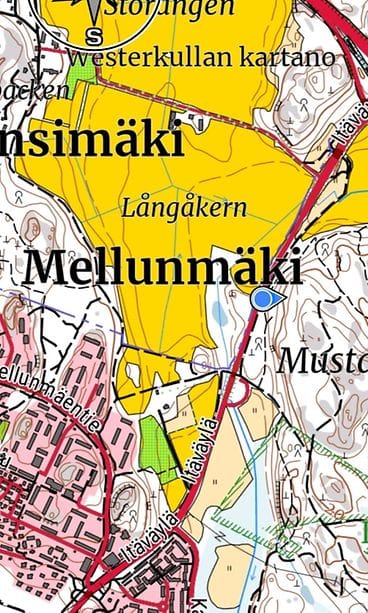 Karttakuva hirttosilmukka Itäväylän varrella