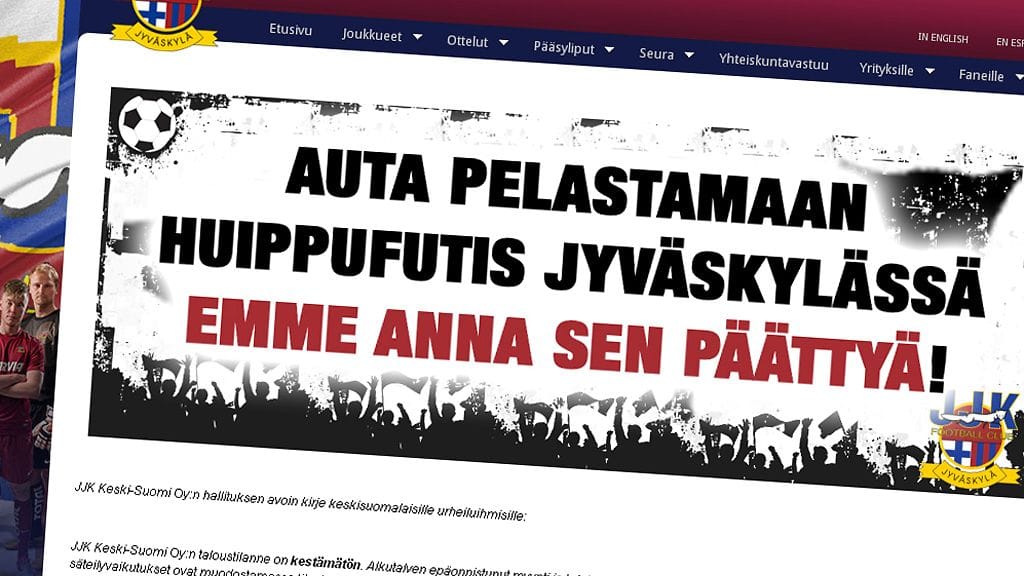 Kuvakaappaus JJK:n nettisivuilta.