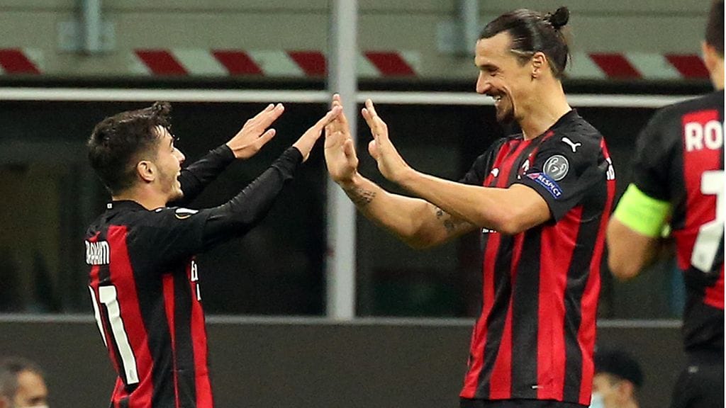 Brahim Diaz ja Zlatan Ibrahimovic pelaavat joukkuekavereina AC Milanissa.