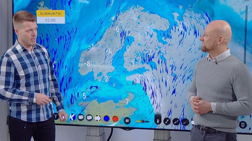 Markus Mäntykannas näytti uusimmat sääkartat MTV Uutiset Livessä.
