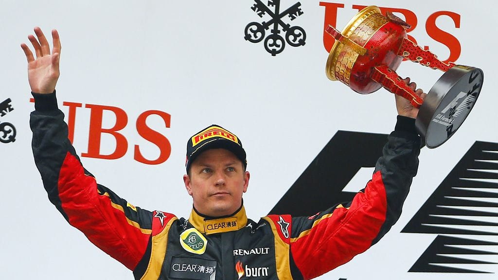 Kimi Räikkönen Kiinan GP:n palkintopallilla