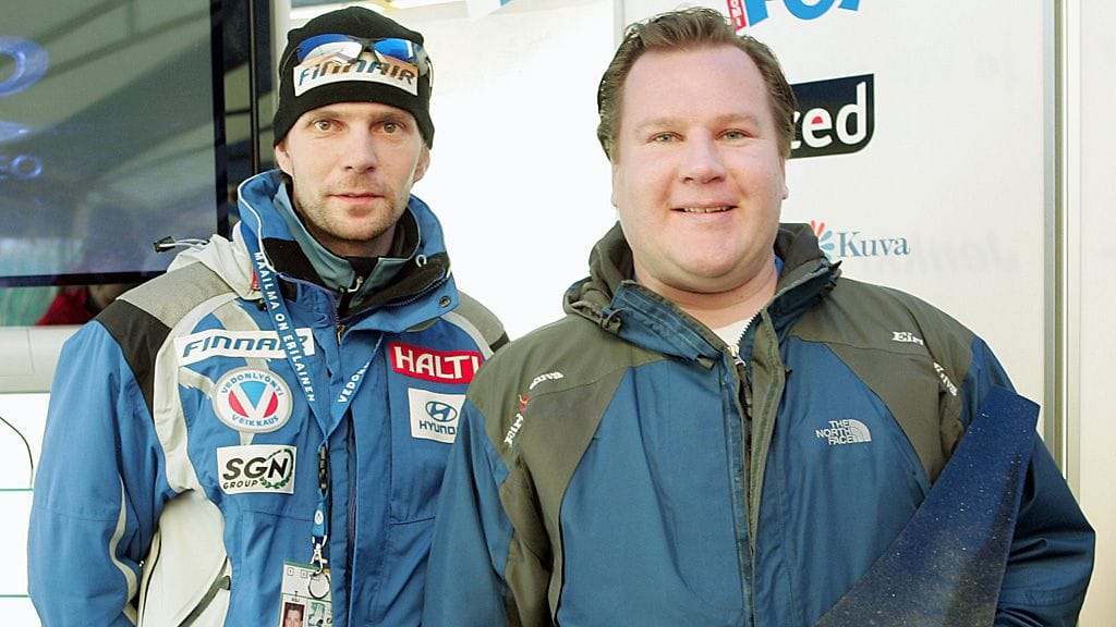 Janne Ahonen ja Ari Saukko vuonna 2005.