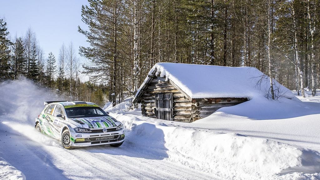 Esapekka Lappi vauhdissa Rovaniemen MM-rallissa.