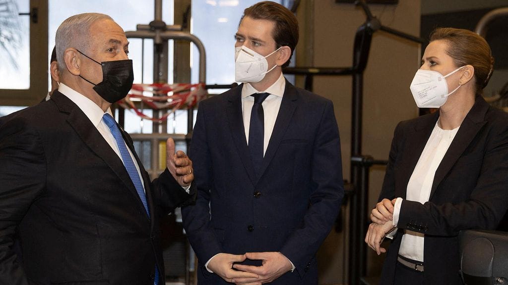 Israelin pääministeri Benjamin Netanjahu, Itävallan liittokansleri Sebastian Kurz ja Tanskan pääministeri Mette Frederiksen sopivat rokoteyhteistyöstä.