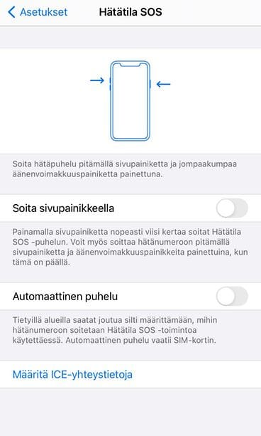 Hätätila SOS iPhone