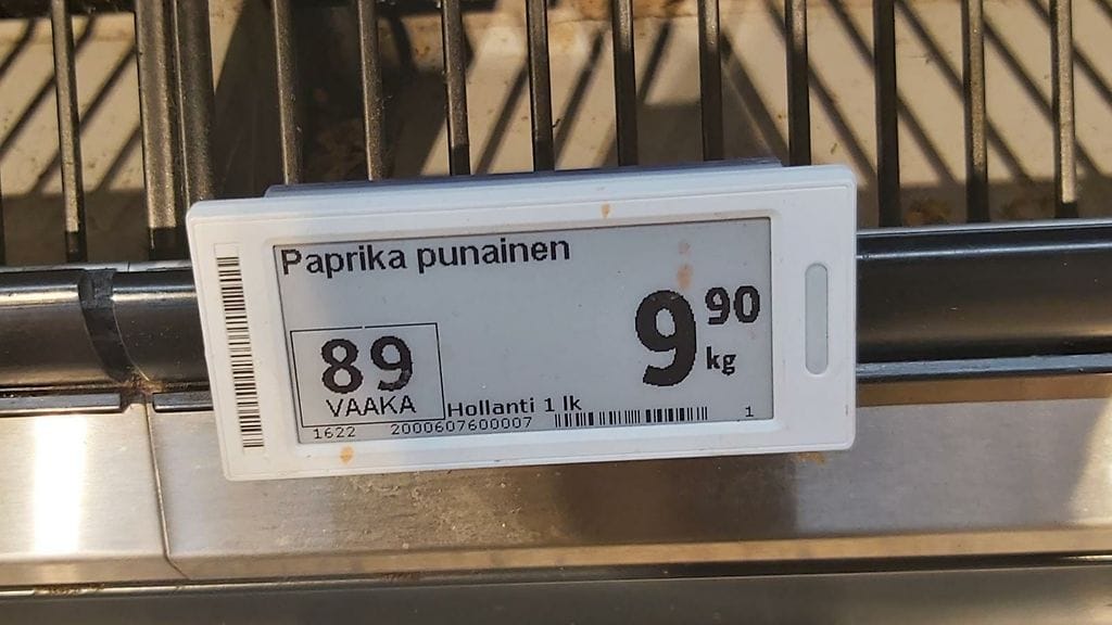 Paprikan hinta Herttoniemen K-Hertassa maaliskuun 2021 lopulla.